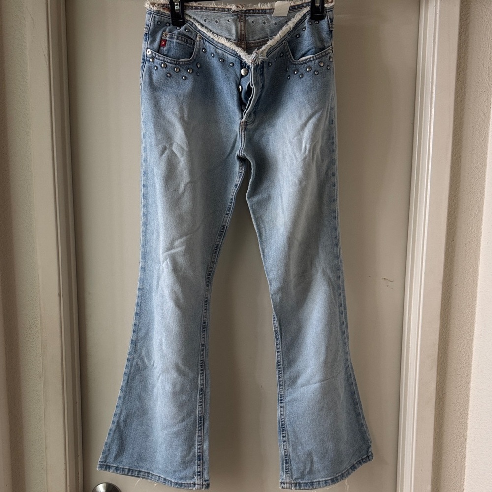 Mudd Light Blue Flare Jeans with Stud Accents